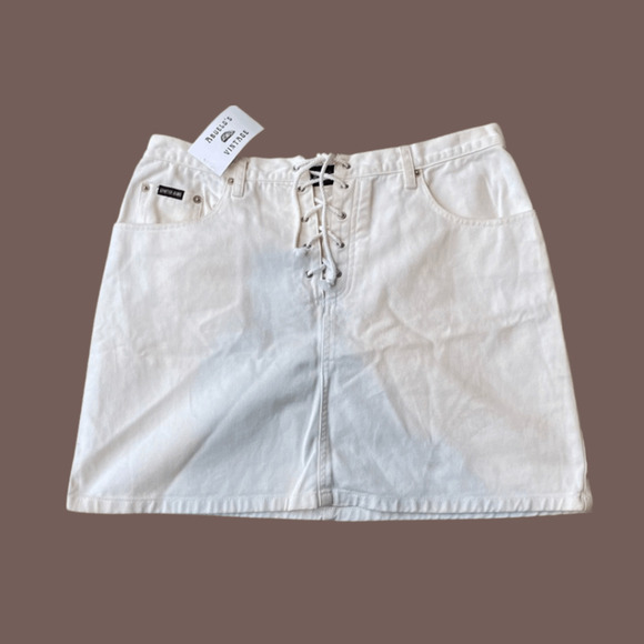 Limited Jeans Mini Skirt | White Lace-Up | Size 14 | Vintage - Picture 2 of 5